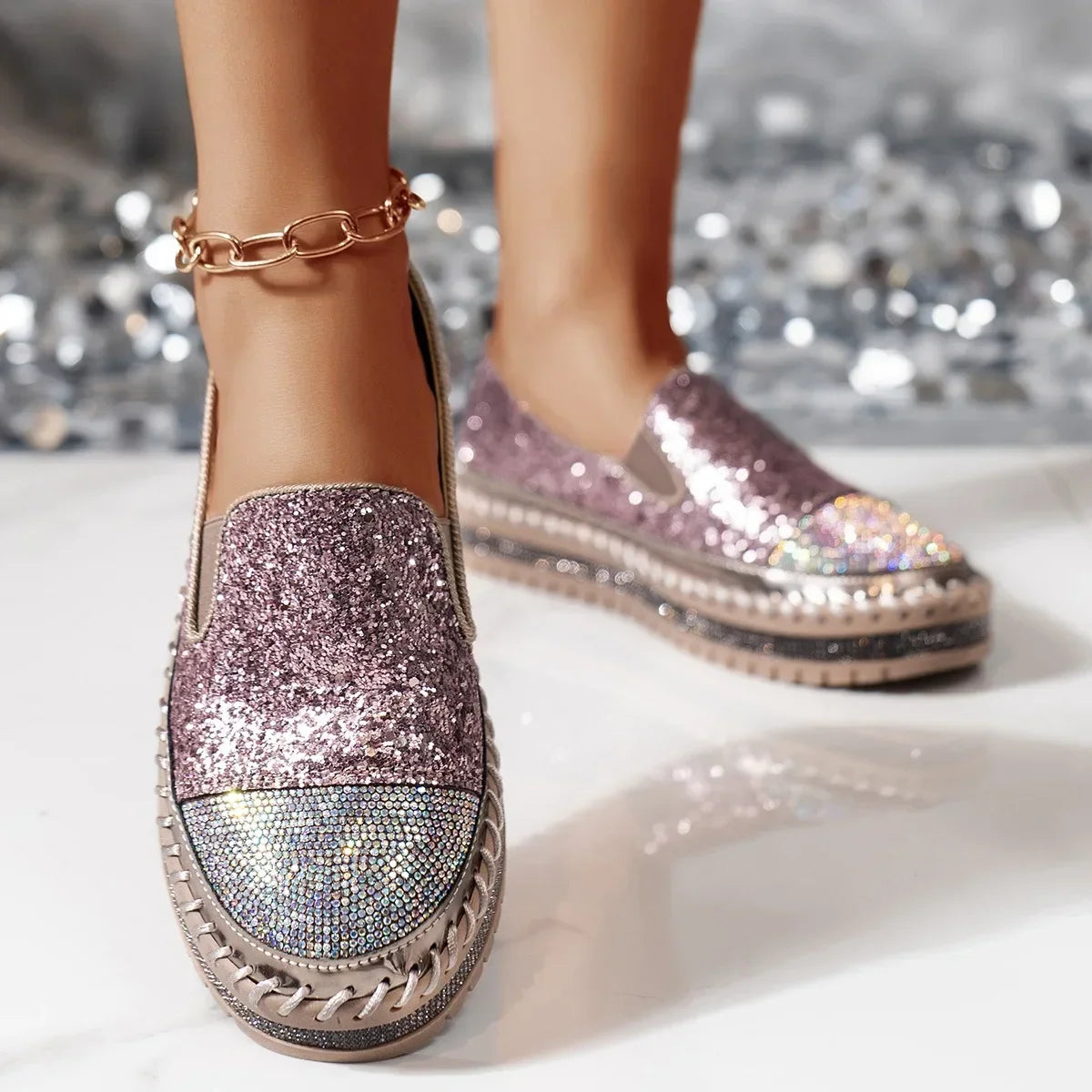 Lumi Glitter Platform Slip-On Sneakers