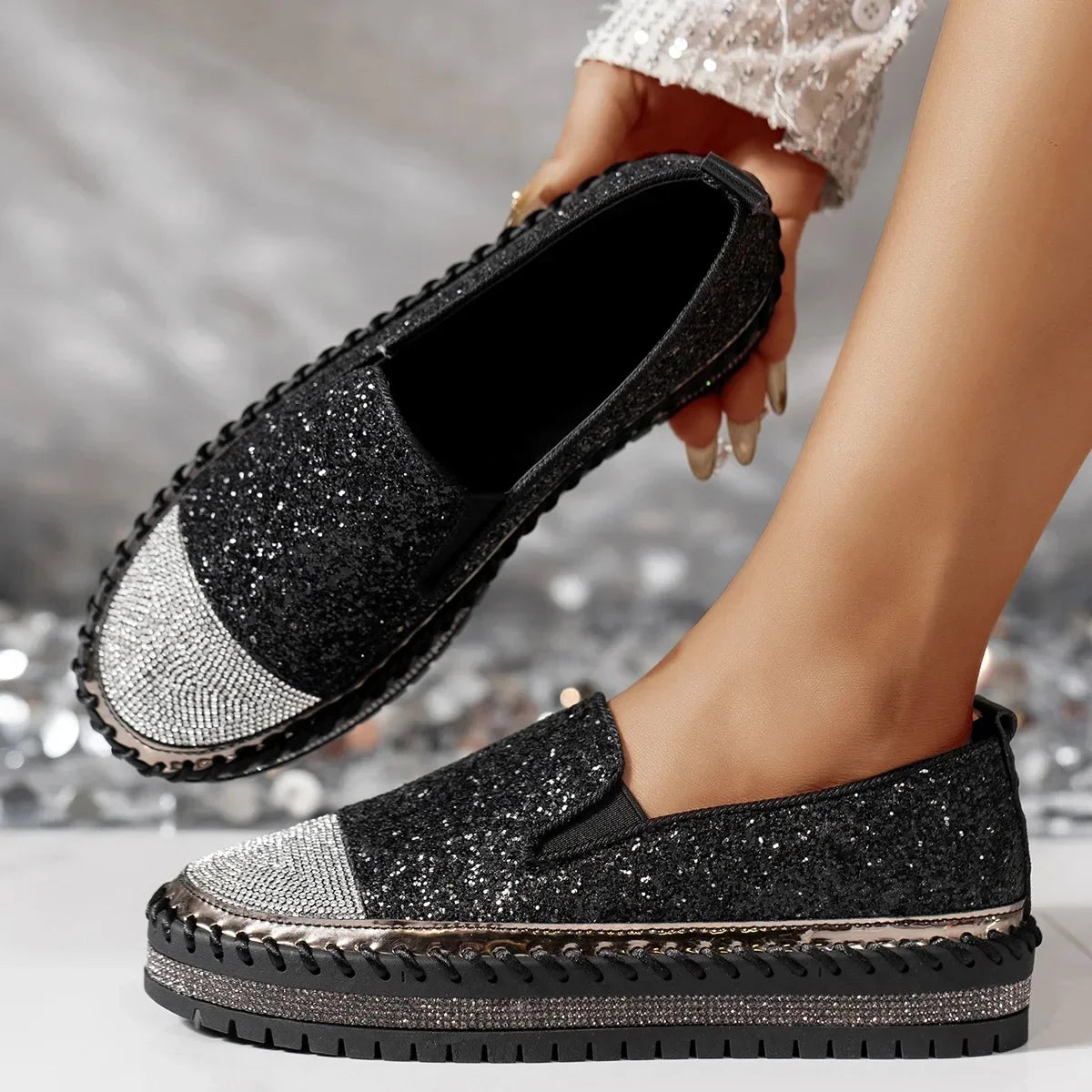 Lumi Glitter Platform Slip-On Sneakers
