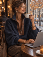 Mila Mohair Half-Zip Sweater