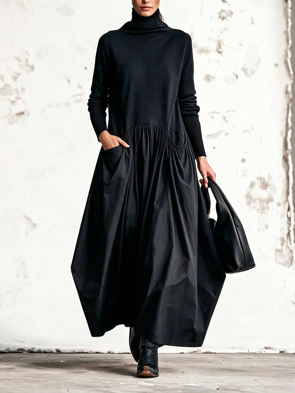 Nora High Neck Pocket Maxi Dress