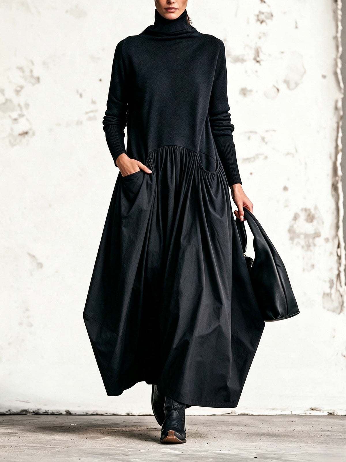 Nora High Neck Pocket Maxi Dress