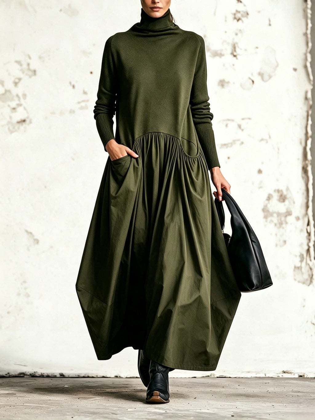 Nora High Neck Pocket Maxi Dress