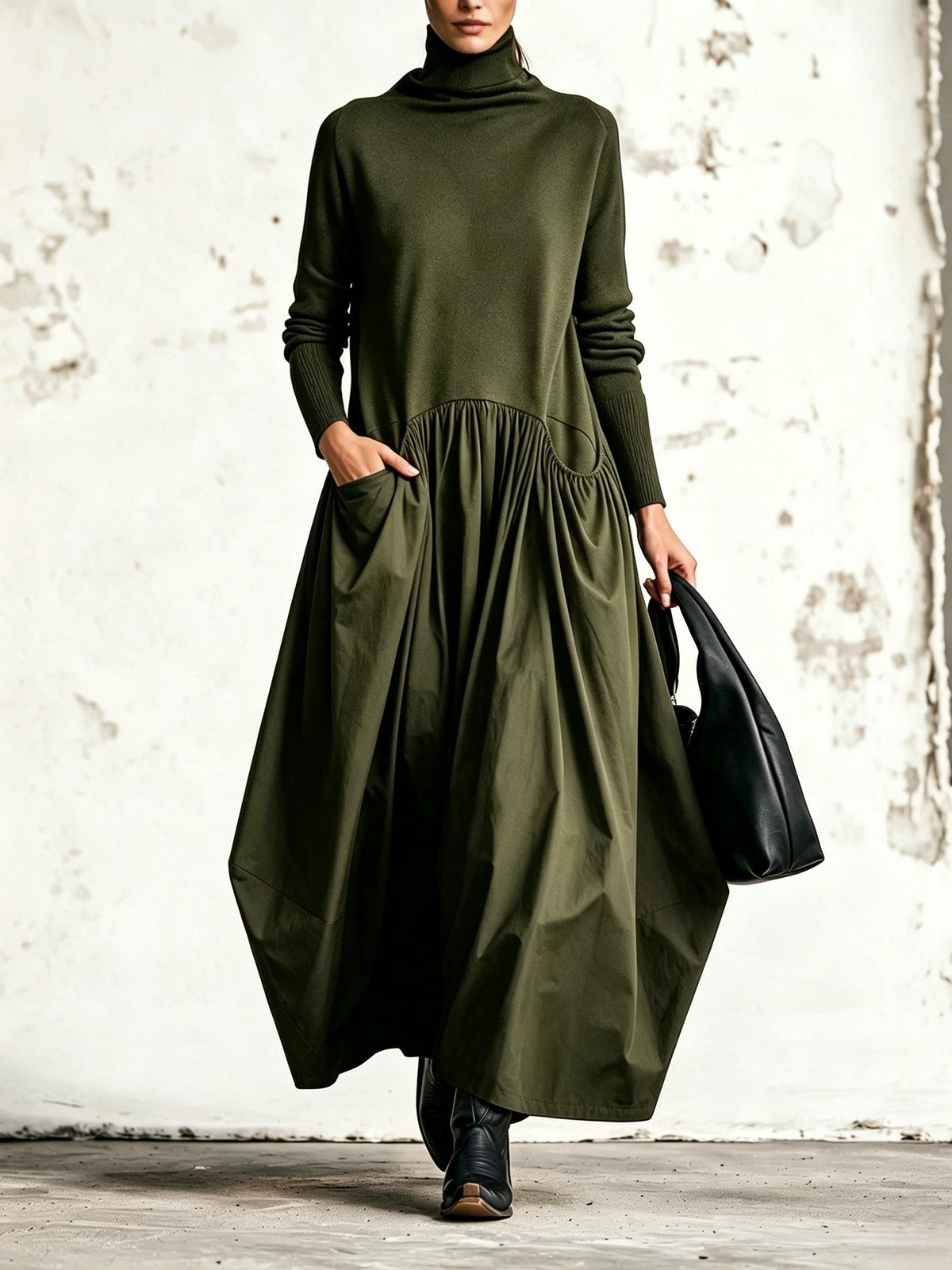 Nora High Neck Pocket Maxi Dress