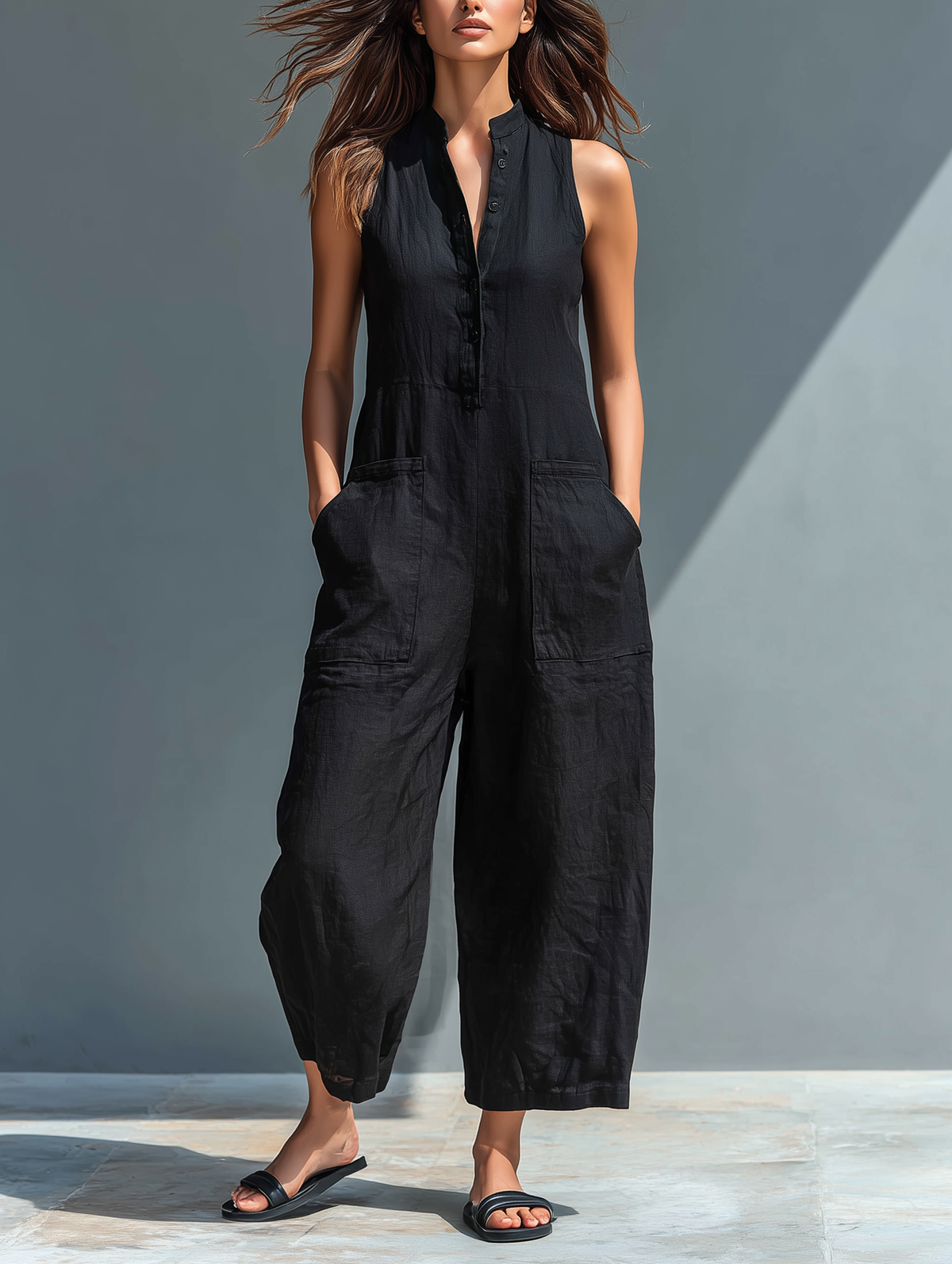 Linnea Linen-Blend Sleeveless Jumpsuit