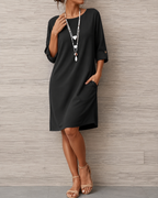 Lucille Roll-Cuff Midi Dress