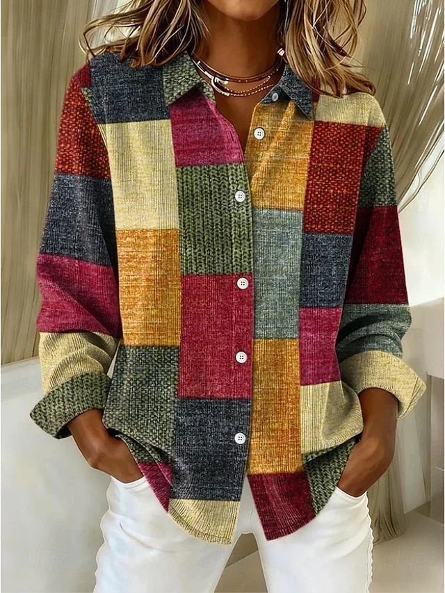 Juniper Patchwork Button-Front Blouse