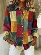 Juniper Patchwork Button-Front Blouse
