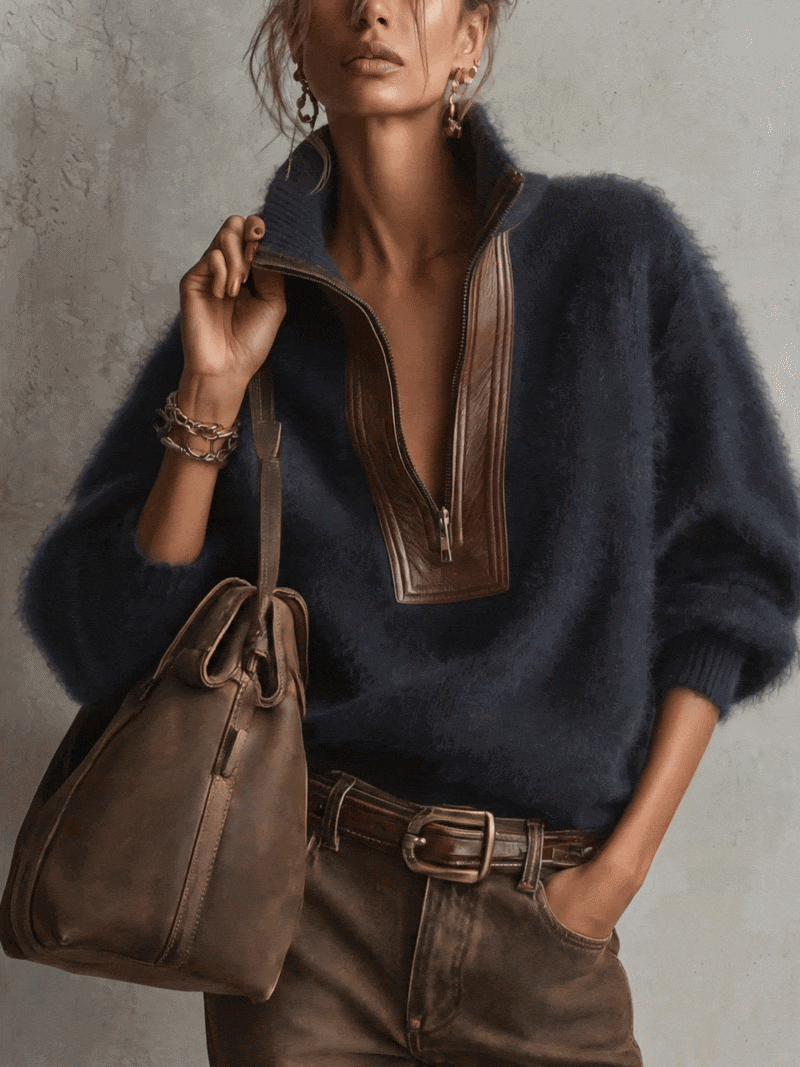 Mila Mohair Half-Zip Sweater