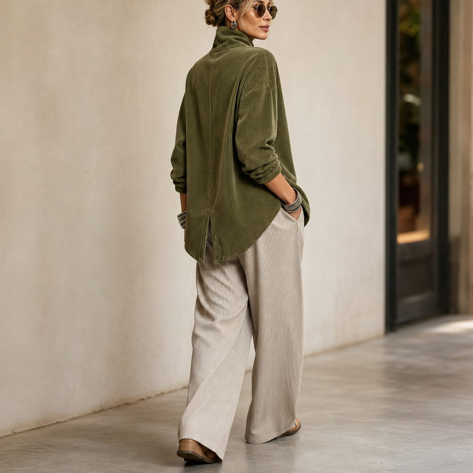 Cora Asymmetric Corduroy Top