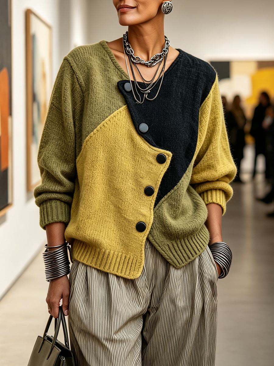 Margaux Asymmetric Colorblock Sweater