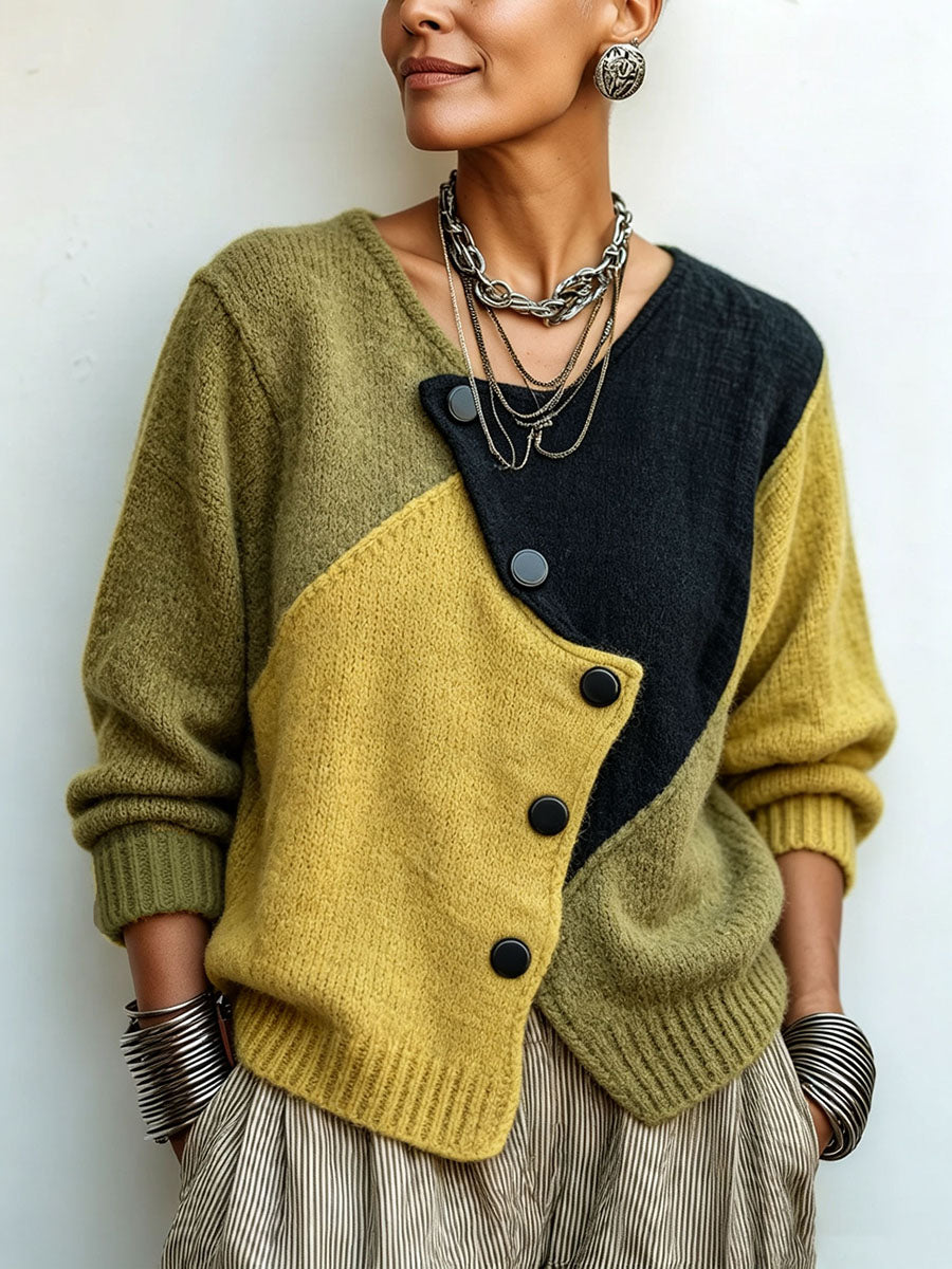 Margaux Asymmetric Colorblock Sweater