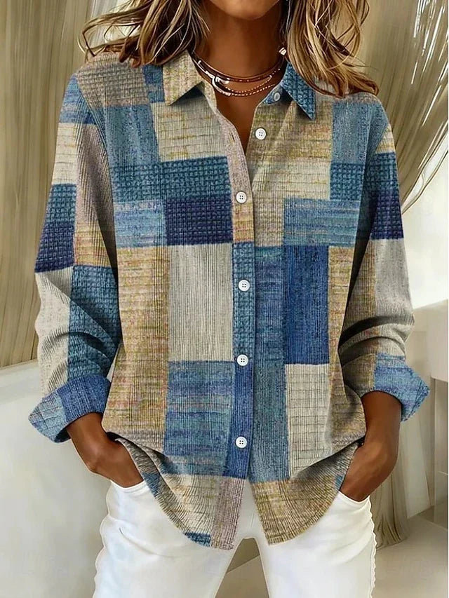 Juniper Patchwork Button-Front Blouse