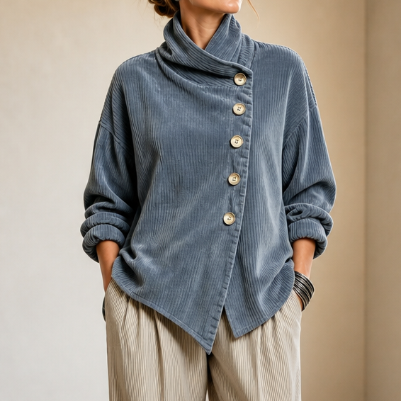 Cora Asymmetric Corduroy Top