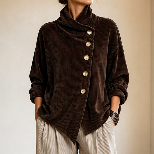 Cora Asymmetric Corduroy Top