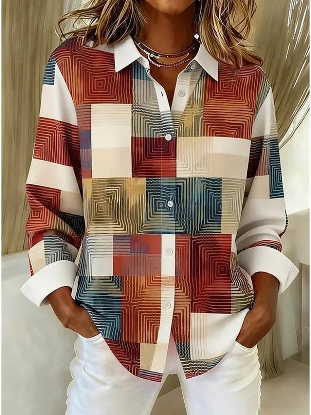 Juniper Patchwork Button-Front Blouse